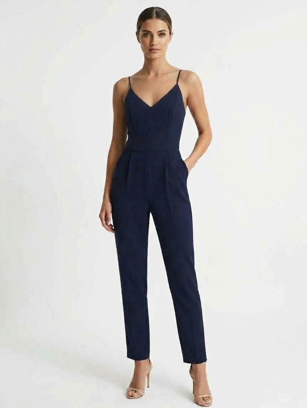 J. Crew Navy Spaghetti-Strap Silk Jumpsuit 4
